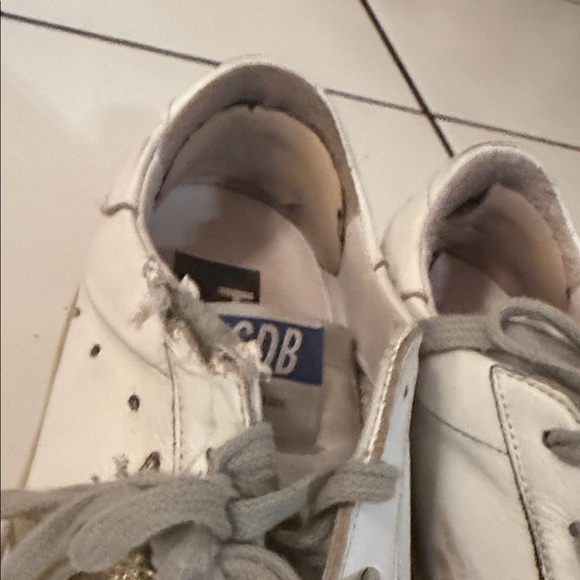  platform White Leather Sneakers with Gold Star main image 0